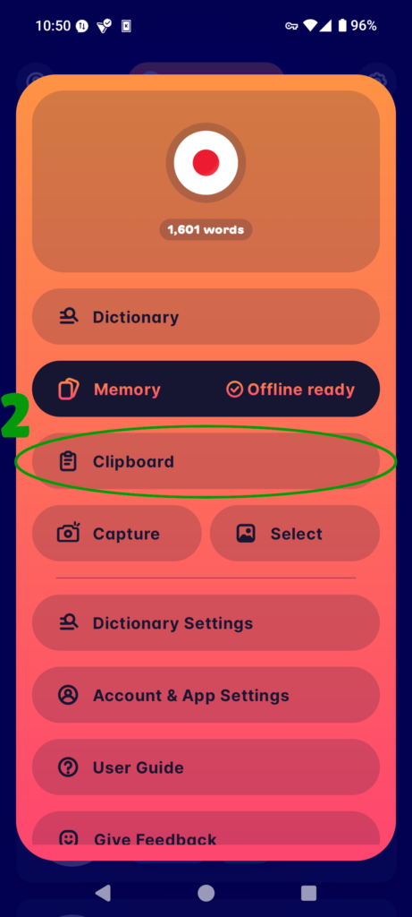 So nutzt du den Clipboard-Reader der Migaku-App - Schritt 2