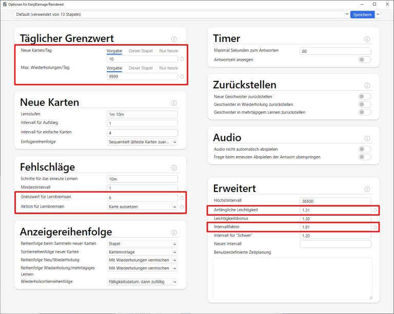Das sind die empfohlenen Deckoptionen zum Lernen von Sprachen bei Anki.