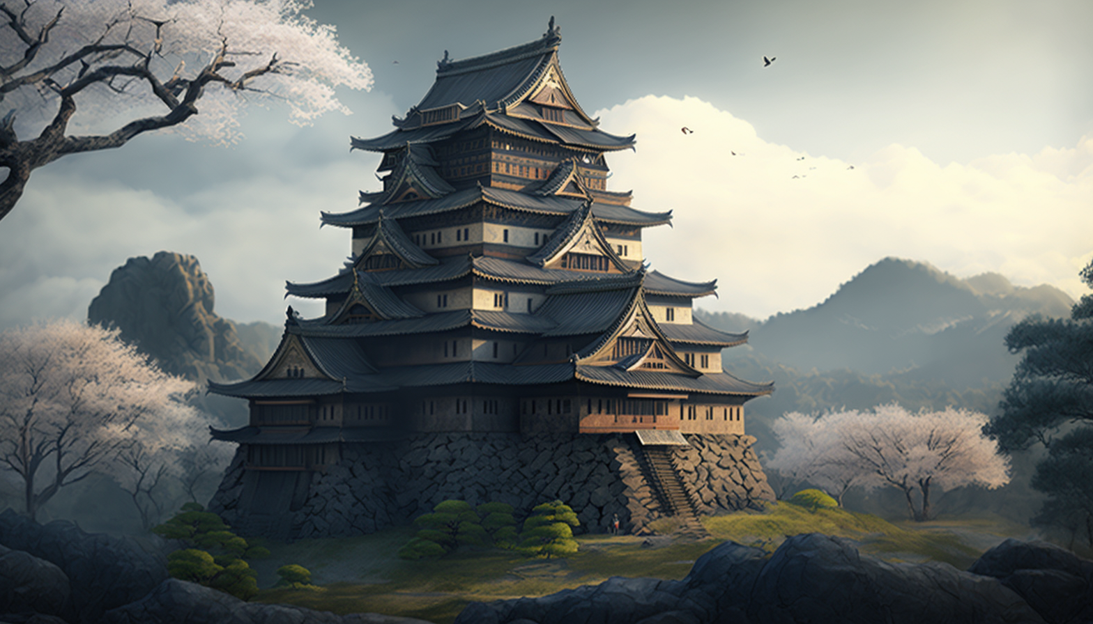 Japanische Burg laut der Midjourney KI