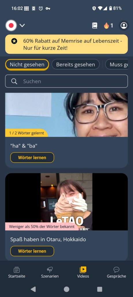 Videos bei Memrise